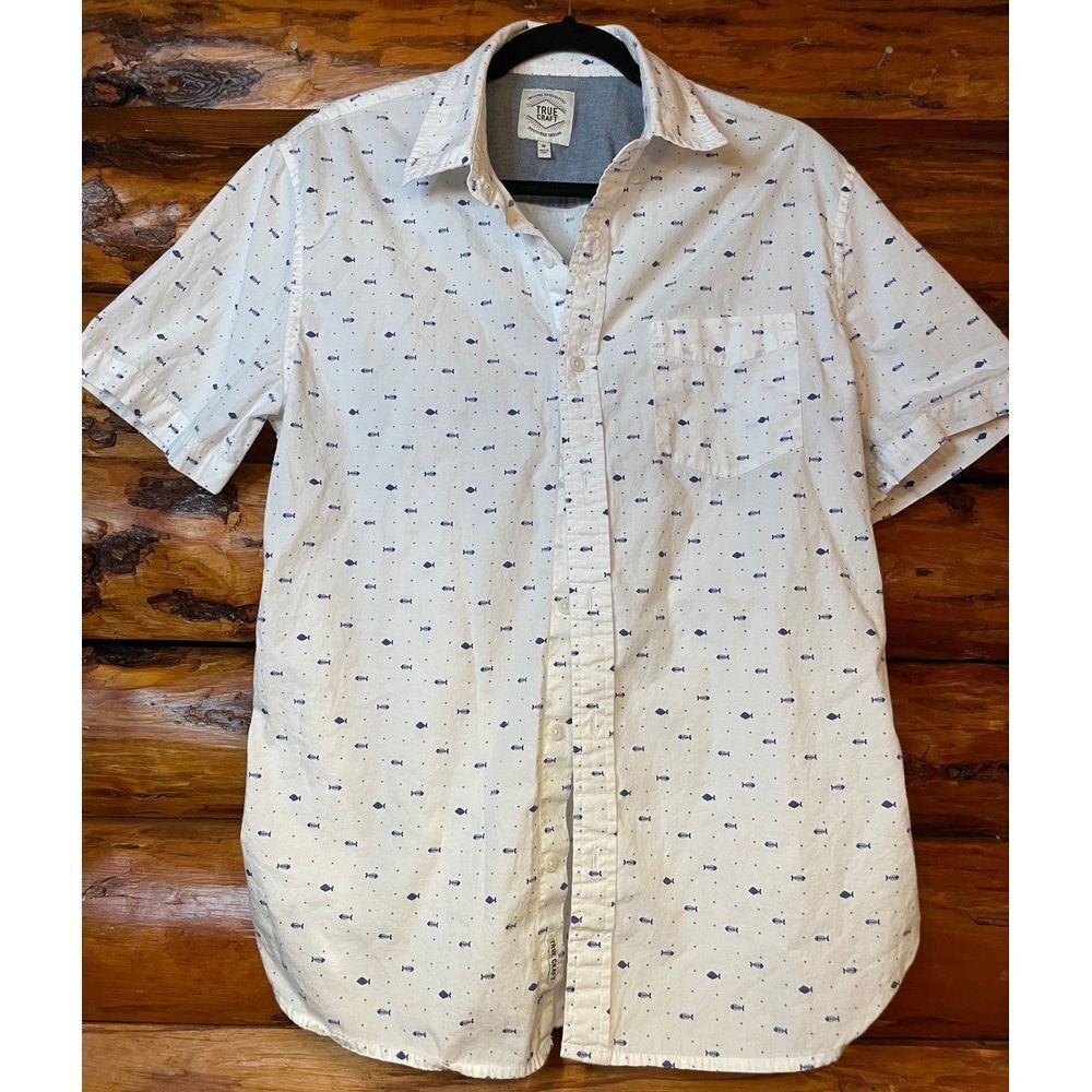 True Craft Fish‎ Print Short Sleeve Size M